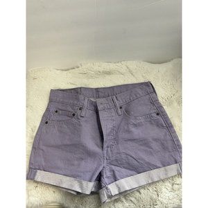 NWT Levis 501 Shorts Women 28 Purple High Rise Button Fly American Denim New